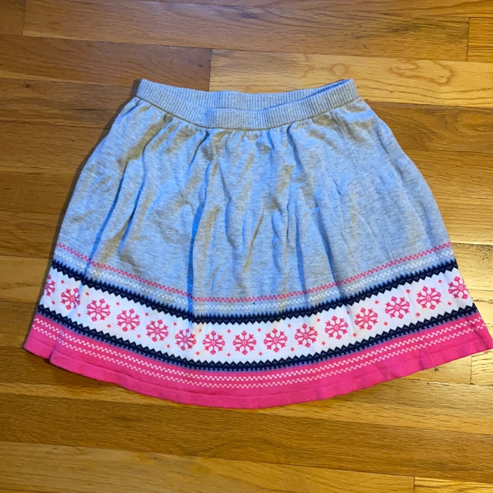 Girls Gray Knit Snowflake Winter Skirt